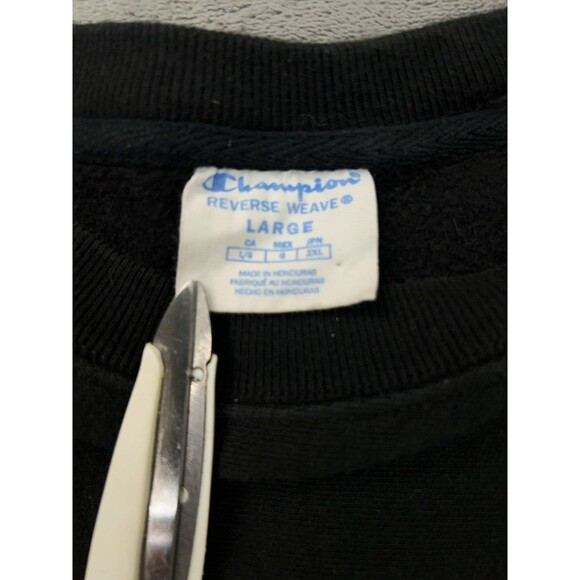 Champion Reverse Weave Sweatshirt Mens Large Black Spellout - Picture 7 of 9